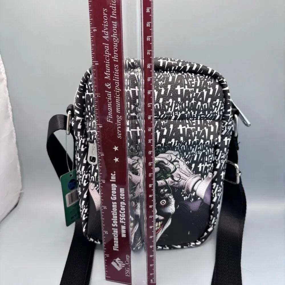 DC Comics the Joker Buckle-Down Crossbody Bag Purse Evil Laughing Black Comic Co
